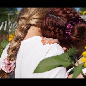 Pink and Violet velvet scrunchie +1 more